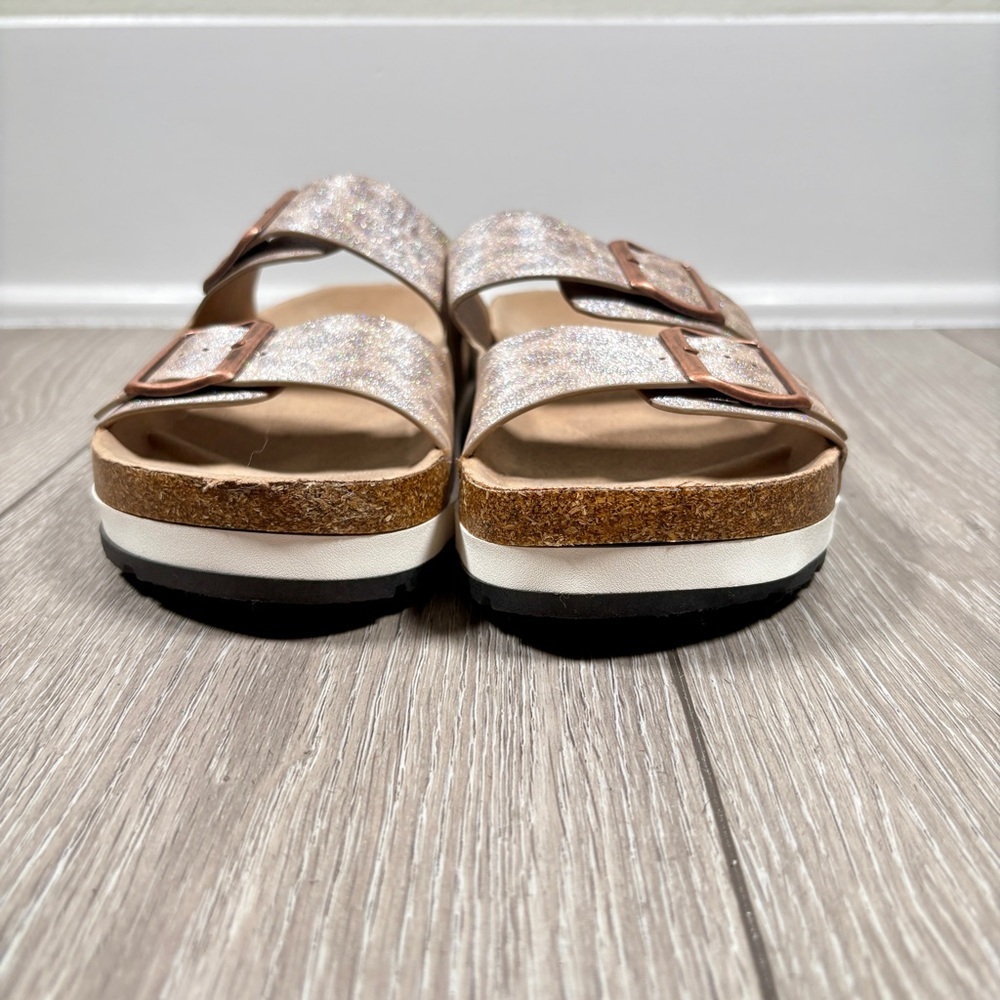 Corkys Sandals - Beach Babe Beige Sparkle Leopard Print Size 7 - Picture 5 of 7